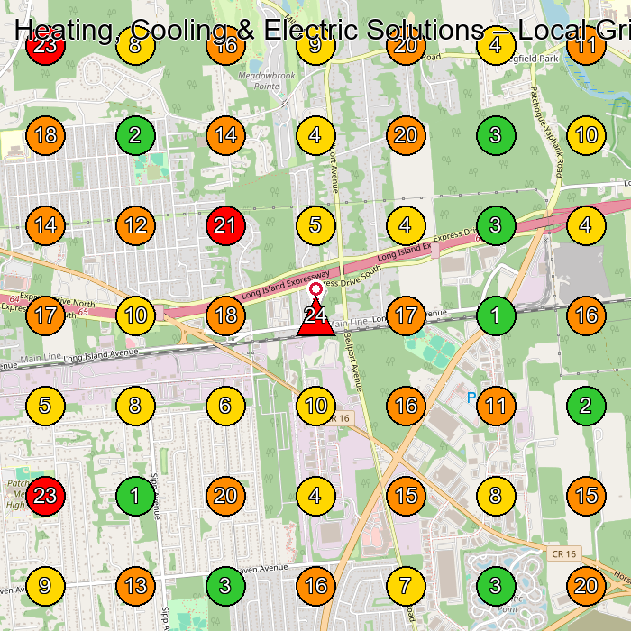 Heating, Cooling & Electric Solutions Hvac Contractor GeoGrid ranking map for None